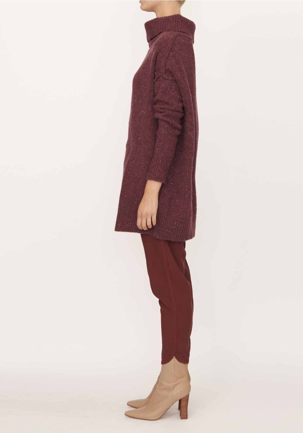 POL Transfer Funnel Neck Knit - Plum Jumpers + Knitwear - Zabecca Living