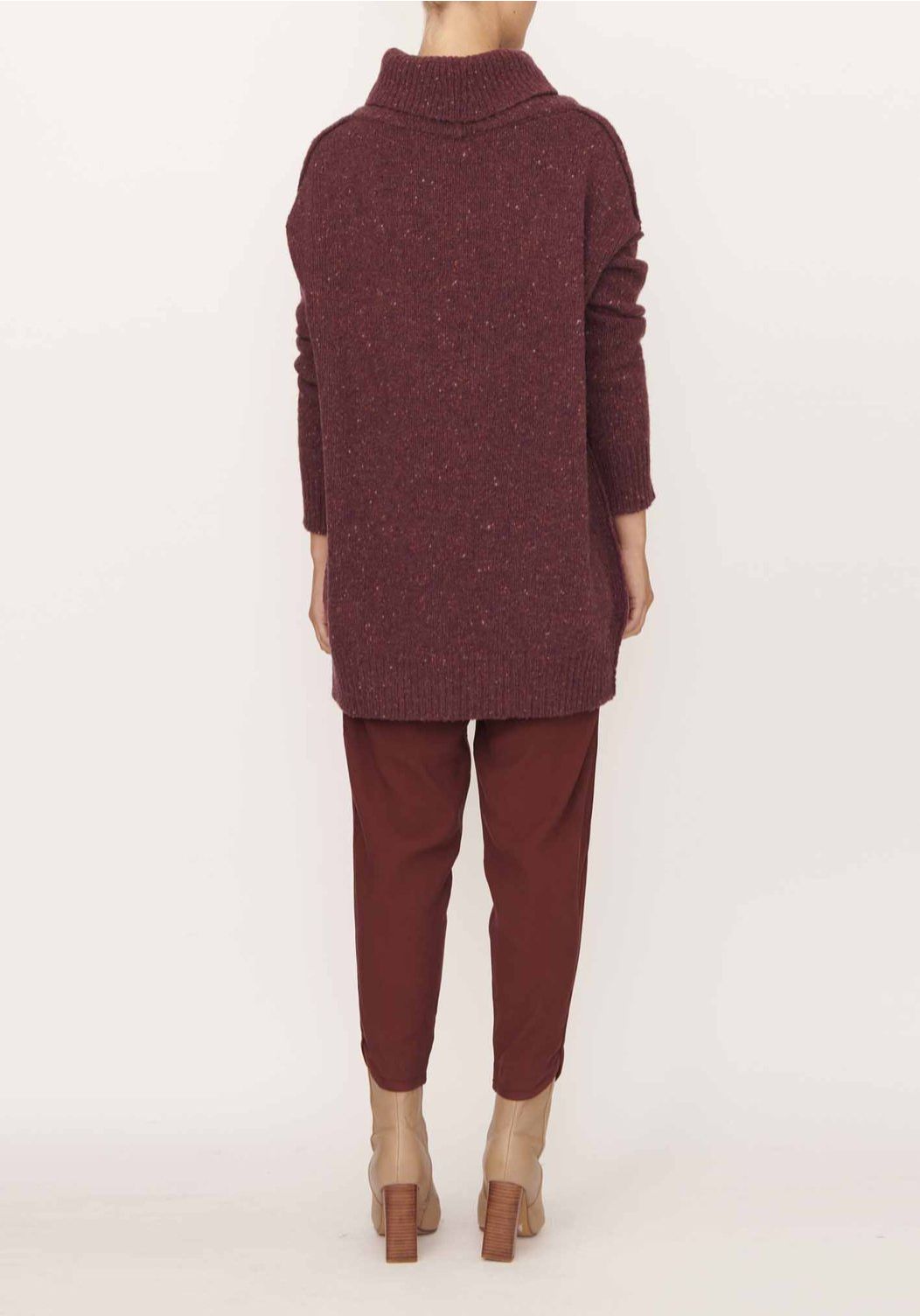 POL Transfer Funnel Neck Knit - Plum Jumpers + Knitwear - Zabecca Living