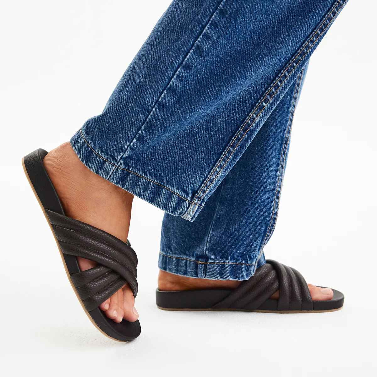 ROLLIE Tide Cross Padded Slides - Chocolate FOOTWEAR - Zabecca Living