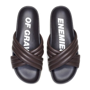 ROLLIE Tide Cross Padded Slides - Chocolate FOOTWEAR - Zabecca Living