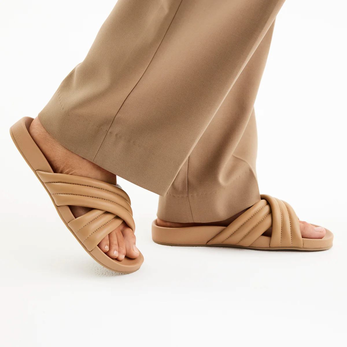 ROLLIE Tide Cross Padded Slides - Latte FOOTWEAR - Zabecca Living