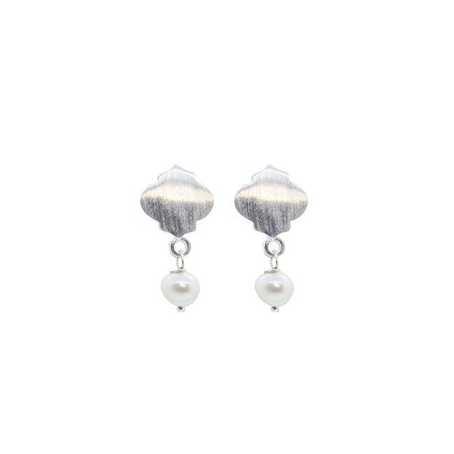 ROYAL HAMAM Mosaic Pearl Earrings - Silver Earrings - Zabecca Living