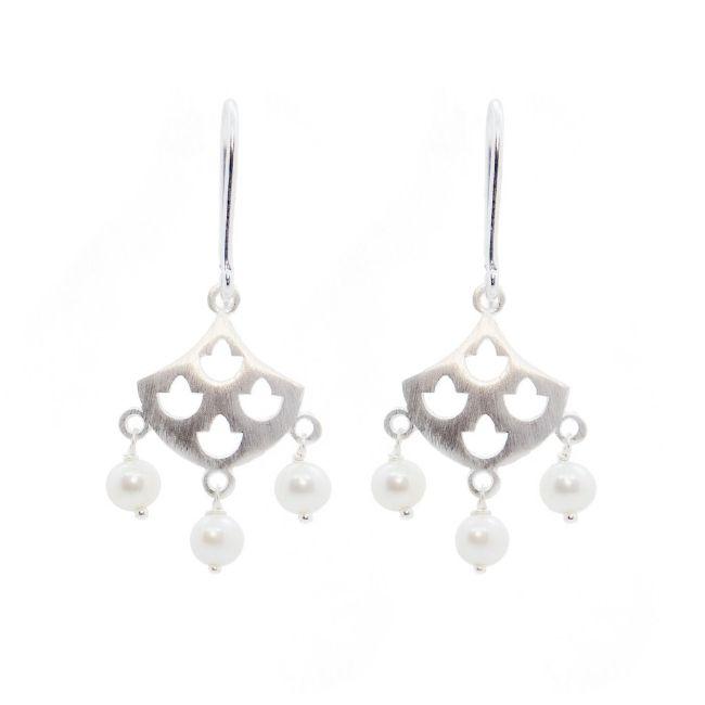 ROYAL HAMAM Tulip Pearl Earrings - Silver Earrings - Zabecca Living