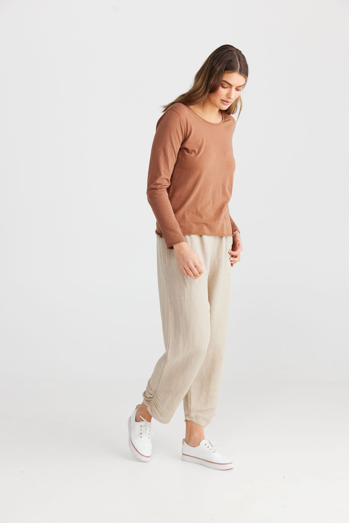 SHANTY Kasai Top - Terracotta Wash Long Sleeve Tee - Zabecca Living