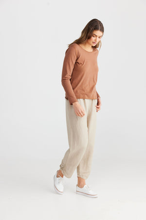 SHANTY Kasai Top - Terracotta Wash Long Sleeve Tee - Zabecca Living