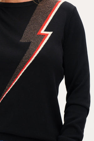SUGARHILL BRIGHTON Astrid Jumper - Black/Bronze, Lightning Bolt Jumpers + Knitwear - Zabecca Living