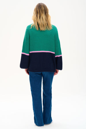 SUGARHILL BRIGHTON Yvette Cardigan - Green/Navy Split CARDIGAN - Zabecca Living