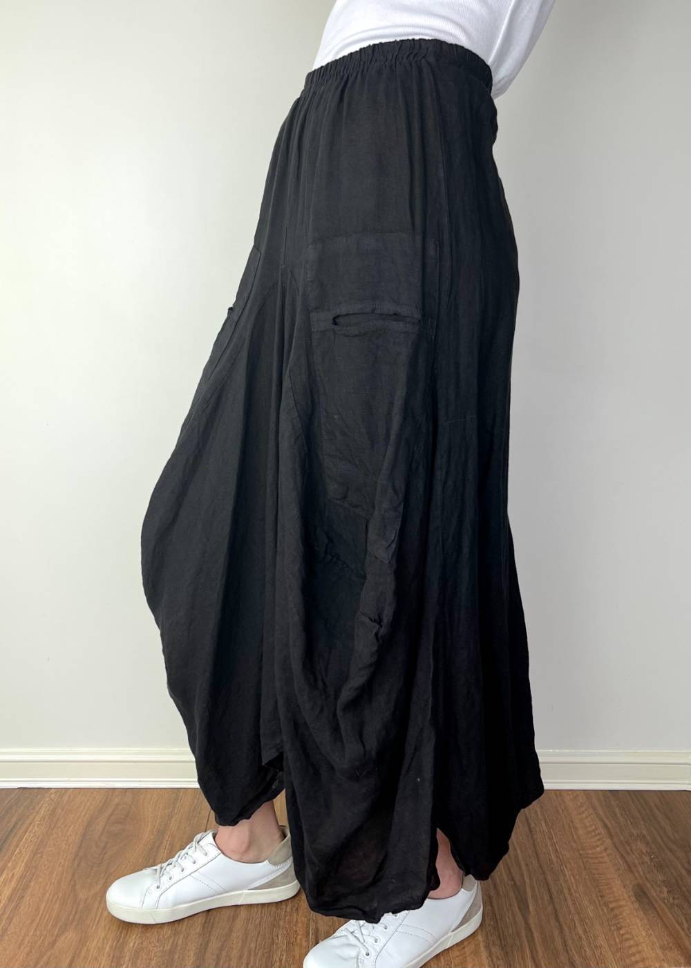 TALIA BENSON Italian Linen Skirt - Black SKIRT - Zabecca Living