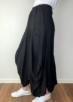TALIA BENSON Italian Linen Skirt - Black SKIRT - Zabecca Living