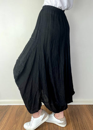 TALIA BENSON Italian Linen Skirt - Black SKIRT - Zabecca Living