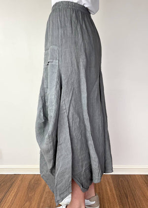 TALIA BENSON Italian Linen Skirt - Charcoal SKIRT - Zabecca Living