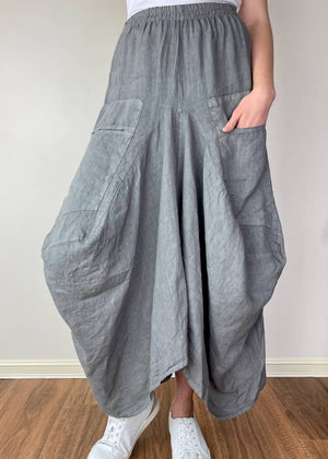 TALIA BENSON Italian Linen Skirt - Charcoal SKIRT - Zabecca Living