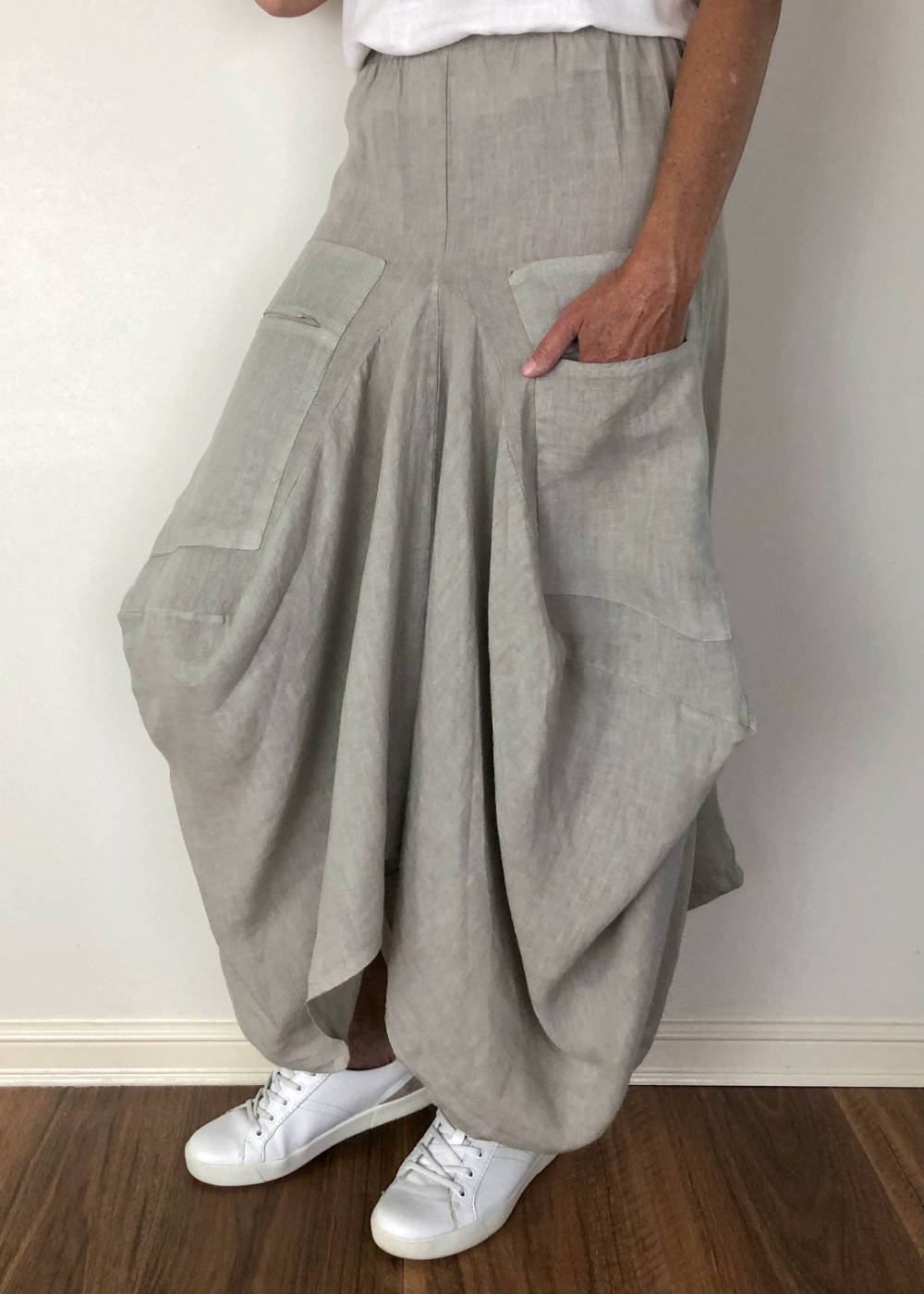 TALIA BENSON Italian Linen Skirt - Natural SKIRT - Zabecca Living