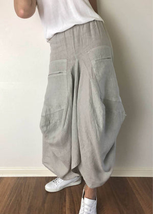 TALIA BENSON Italian Linen Skirt - Natural SKIRT - Zabecca Living