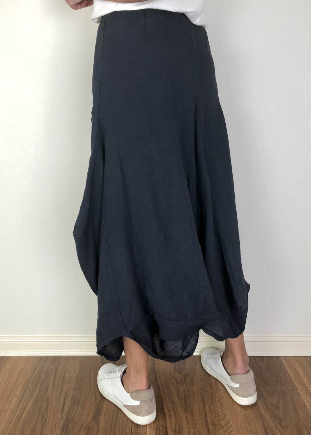 TALIA BENSON Italian Linen Skirt - Navy Skirt - Zabecca Living