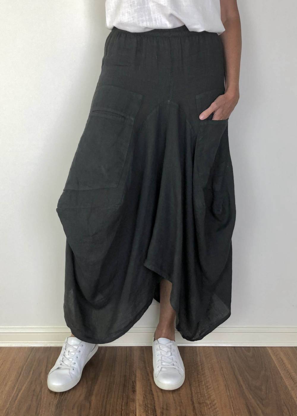 TALIA BENSON Italian Linen Skirt - Petrol Skirt - Zabecca Living