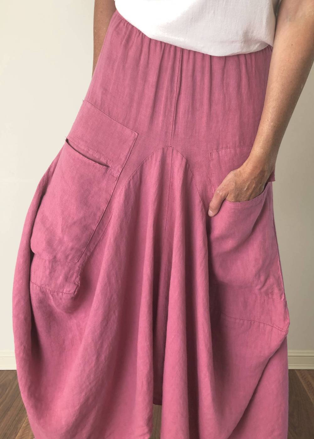 TALIA BENSON Italian Linen Skirt - Rasberry SKIRT - Zabecca Living