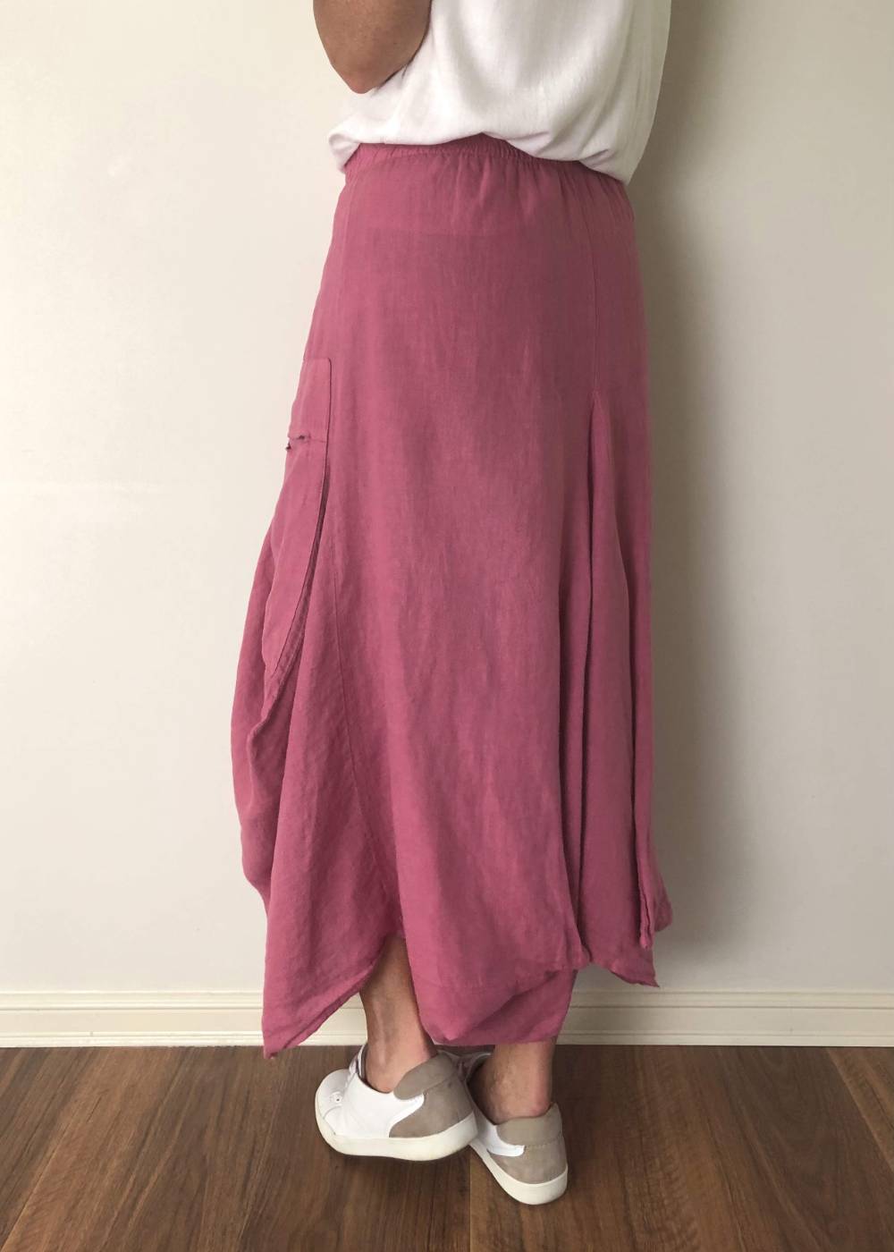 TALIA BENSON Italian Linen Skirt - Rasberry SKIRT - Zabecca Living
