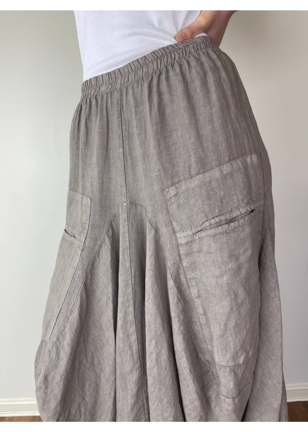 TALIA BENSON Italian Linen Skirt - Taupe SKIRT - Zabecca Living