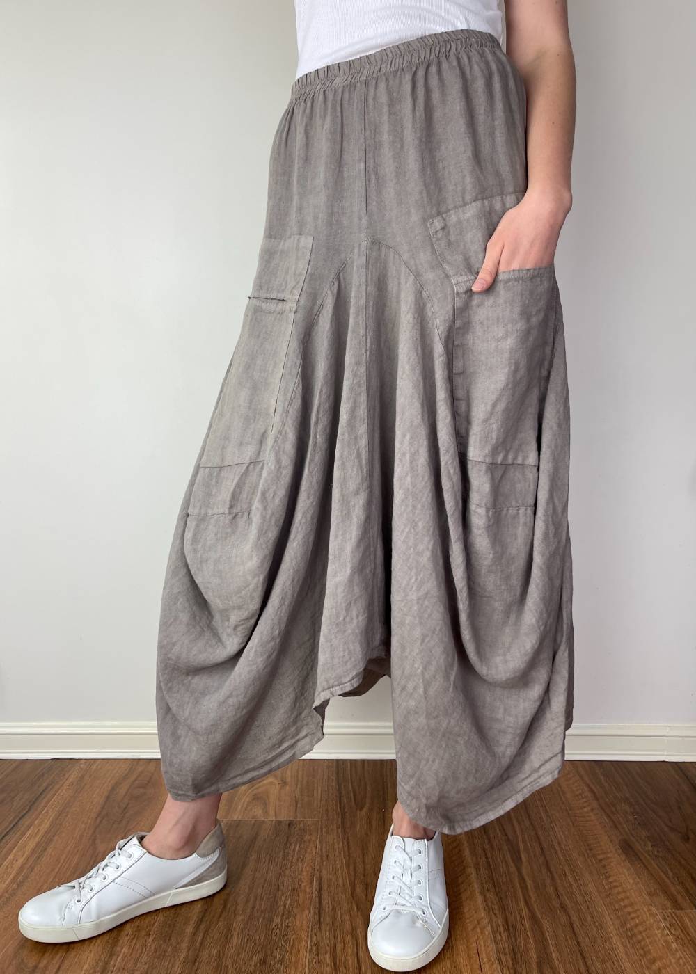 TALIA BENSON Italian Linen Skirt - Taupe SKIRT - Zabecca Living