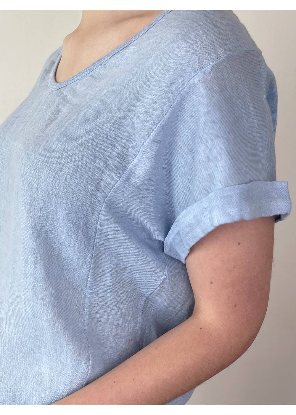 TALIA BENSON Italian Linen T-Shirt With Band One Size - Ceil WOMENS TOP - Zabecca Living