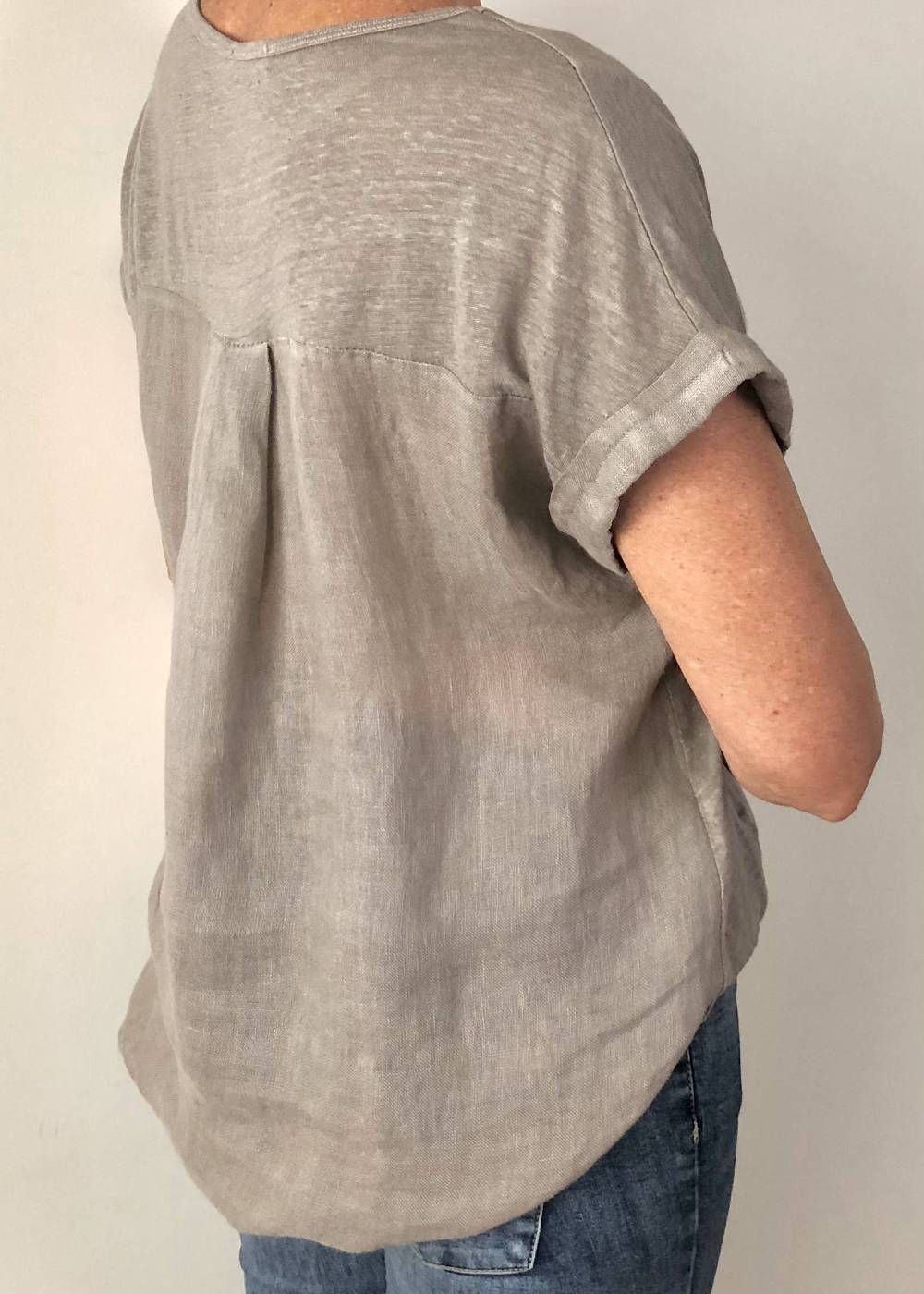 TALIA BENSON Italian Linen T-Shirt With Band One Size - Natural Tees - Zabecca Living