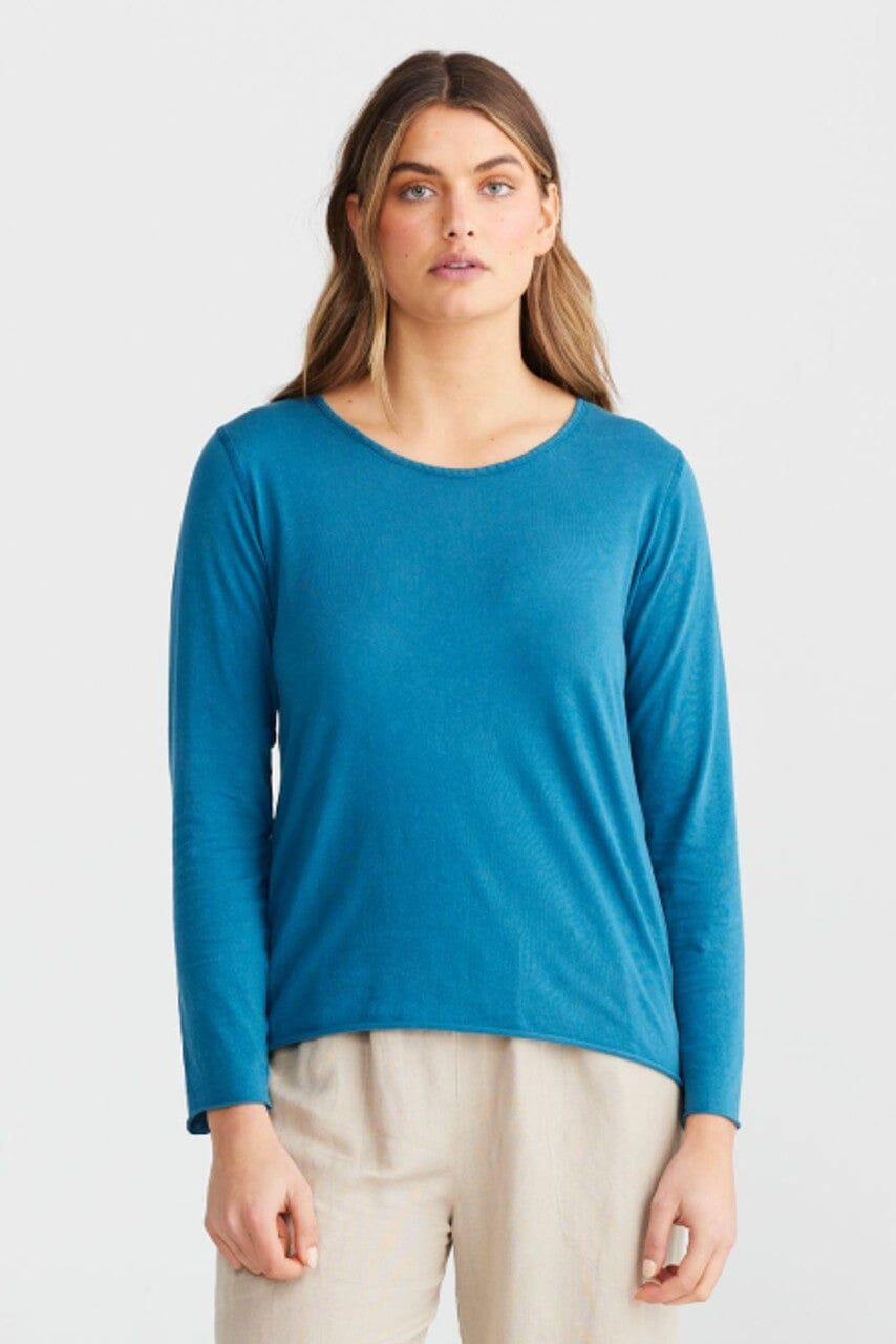 THE SHANTY CORPORATION Kasai Top - Blue Steel Wash Long Sleeve Tee - Zabecca Living