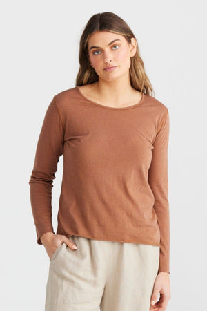 THE SHANTY CORPORATION Kasai Top - Terracotta Wash Long Sleeve Tee - Zabecca Living