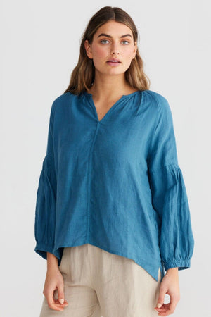 THE SHANTY CORPORATION Salerno Top - Steel Blue Shirts & Blouses - Zabecca Living