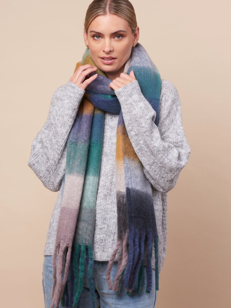 TIGER TREE Checkers Scarf - Grape scarf - Zabecca Living