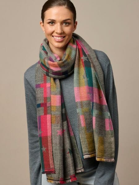 TIGER TREE Star & Check Scarf - Shadow scarf - Zabecca Living