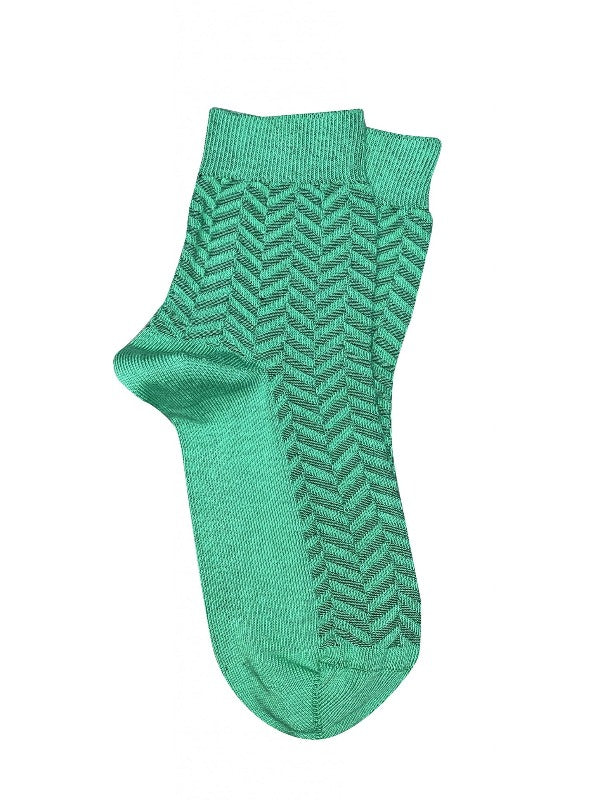 TIGHTOLOGY Herringbone Short Socks One Size - Green Socks - Zabecca Living