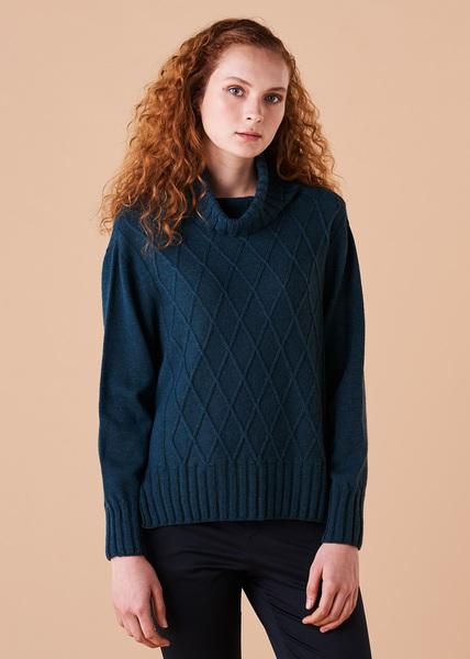 UIMI Dylan Diamond Stitch Merino Wool Jumper - Ivy Jumpers + Knitwear - Zabecca Living