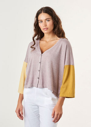 UIMI Jigsaw Three Colour Block Cashmere Cardigan - Heather Jumpers + Knitwear - Zabecca Living