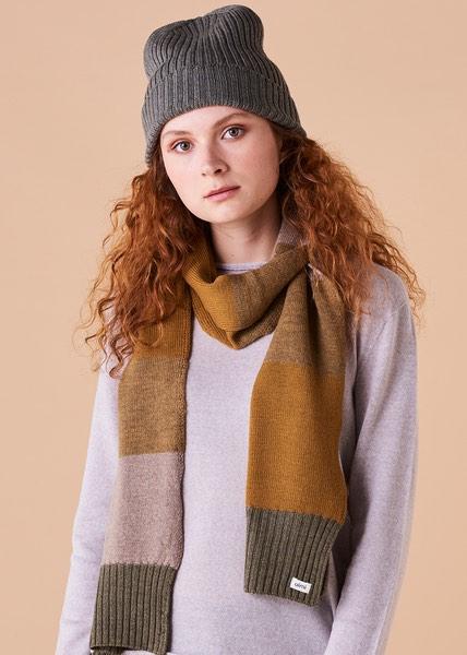 UIMI Piper Multi Stripe Merino Scarf - Olive scarf - Zabecca Living