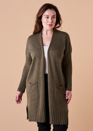 UIMI Quinn Merino Wool Cardigan - Olive Cardigan - Zabecca Living