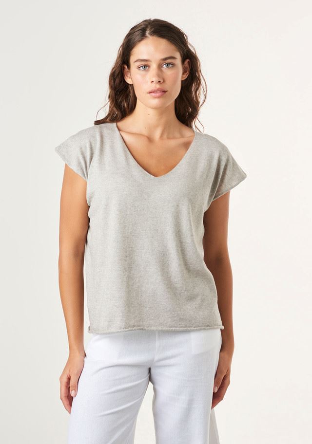 UIMI Tully Cashmere and Cotton Tee - Dove Tee - Zabecca Living