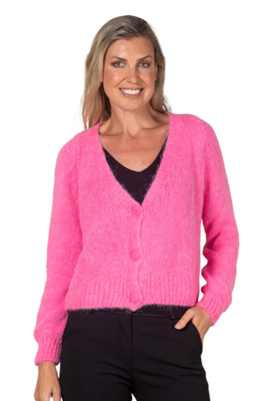 URBAN LUXURY 3 Button Cardigan One Size - Strawberry Jumpers + Knitwear - Zabecca Living