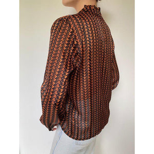 URBAN LUXURY Black/Orange Lurex Shirt - One Size Shirts & Blouses - Zabecca Living