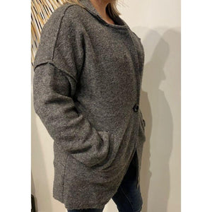 URBAN LUXURY Long Jacket with Buttons - Grey Jackets + Coats - Zabecca Living