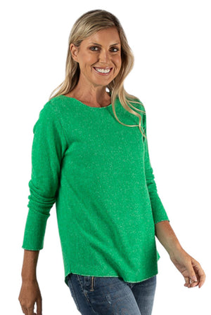 URBAN LUXURY Lurex Hem Soft Knit Top - Green Jumpers + Knitwear - Zabecca Living