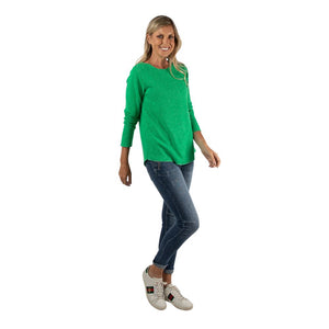 URBAN LUXURY Lurex Hem Soft Knit Top - Green Jumpers + Knitwear - Zabecca Living