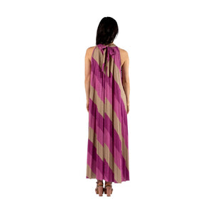 URBAN LUXURY Lurex Striped Dress - Beige/Orchid Dress - Zabecca Living
