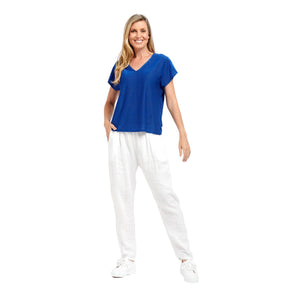 URBAN LUXURY Lurex V-Neck Top - Cobalt Tee - Zabecca Living