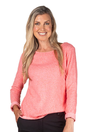 URBAN LUXURY Soft Long Sleeve Top - Coral Jumpers + Knitwear - Zabecca Living