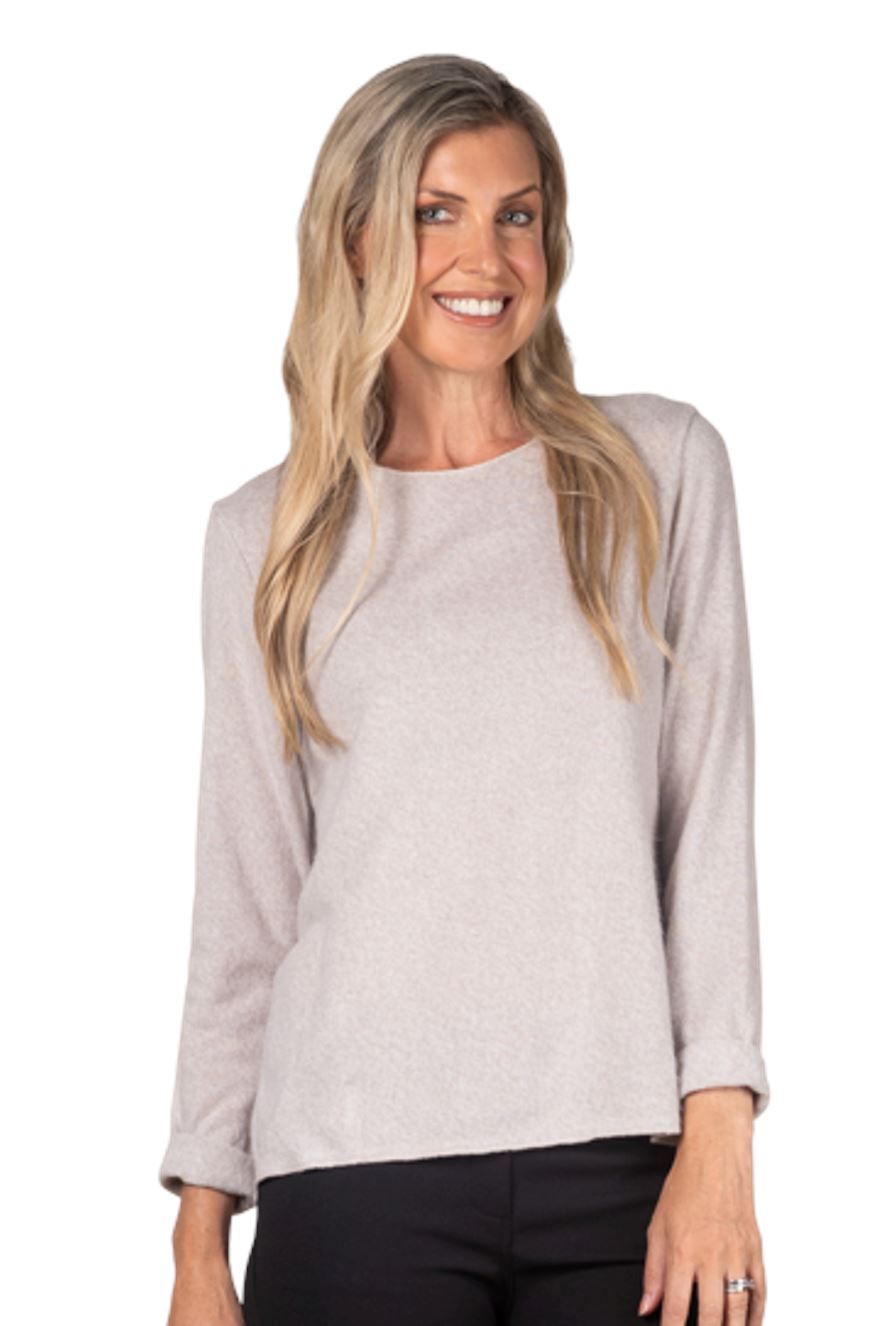 URBAN LUXURY Soft Long Sleeve Top - Cream Jumpers + Knitwear - Zabecca Living