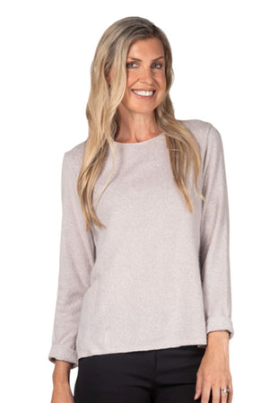 URBAN LUXURY Soft Long Sleeve Top - Cream Jumpers + Knitwear - Zabecca Living