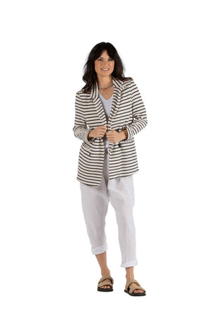 URBAN LUXURY Striped Jacket - White Blue Jackets + Coats - Zabecca Living