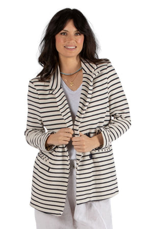 URBAN LUXURY Striped Jacket - White Blue Jackets + Coats - Zabecca Living