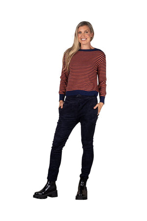 URBAN LUXURY Striped Sweater - Navy and Orange Jumpers + Knitwear - Zabecca Living